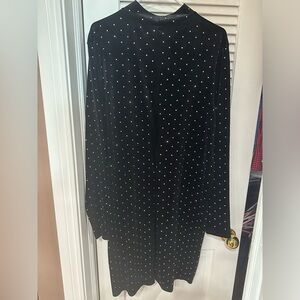 Nwt H&M black velvet mock neck dress with sparkly silver embellishments size xxl